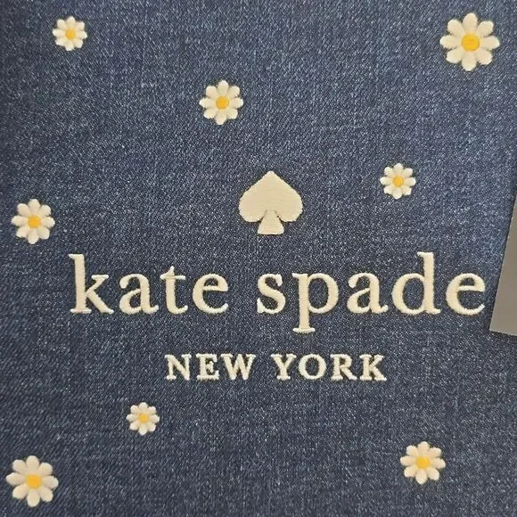 NWT- Kate Spade Denim Daisy Slide Tote (16×12×6)